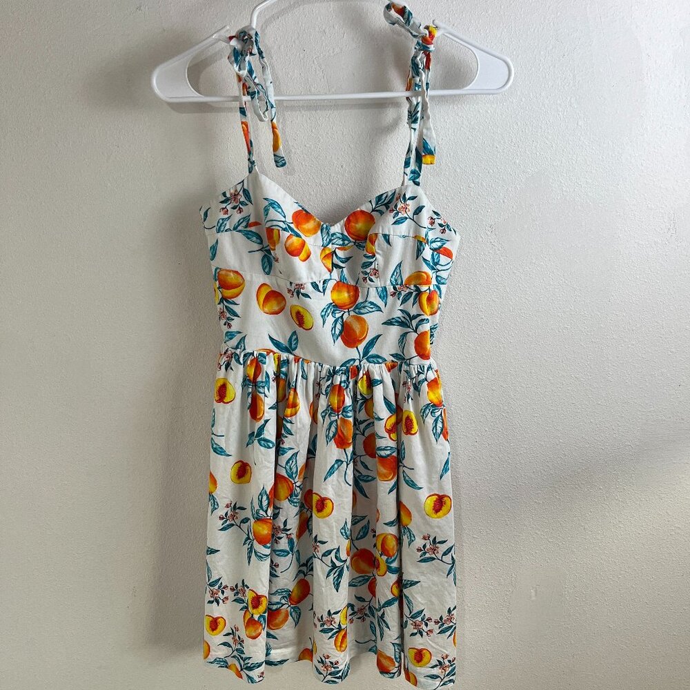 Amanda Uprichard Harmony Peach Print Mini Sundress